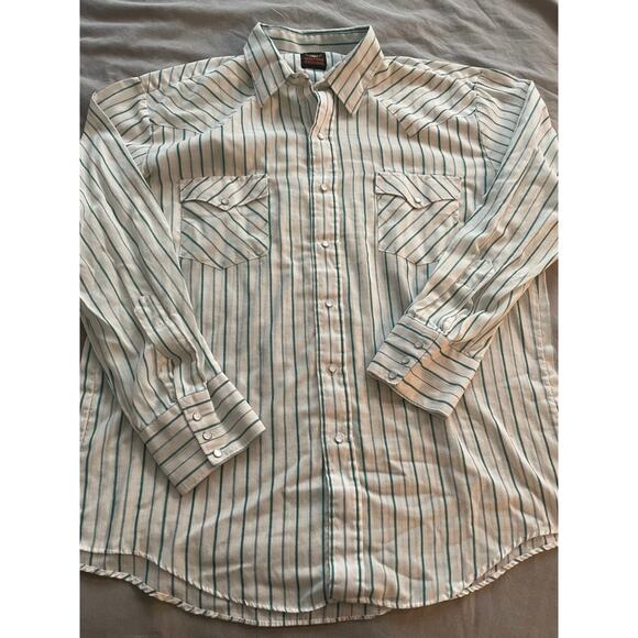 Western Fashion Other - Vtg. Western Fashions  White with Green striping Long Sleeve Shirt